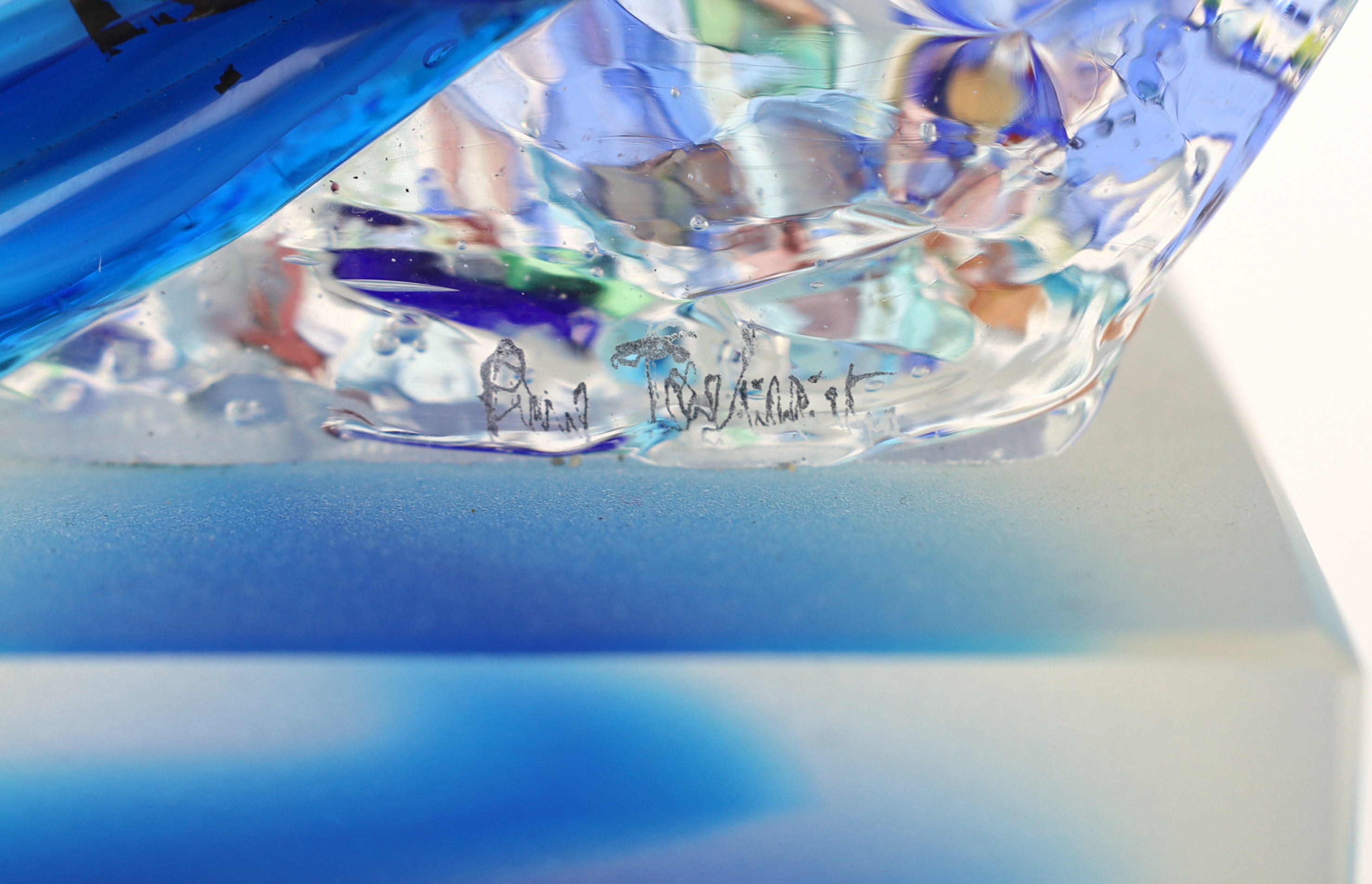 A Murano glass abstract model of a leaping fish